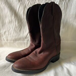 Tony Lama Cowboy Boots, Dark Brown, Men’s Size 8.5D; Almond Toe, Oil Resistant